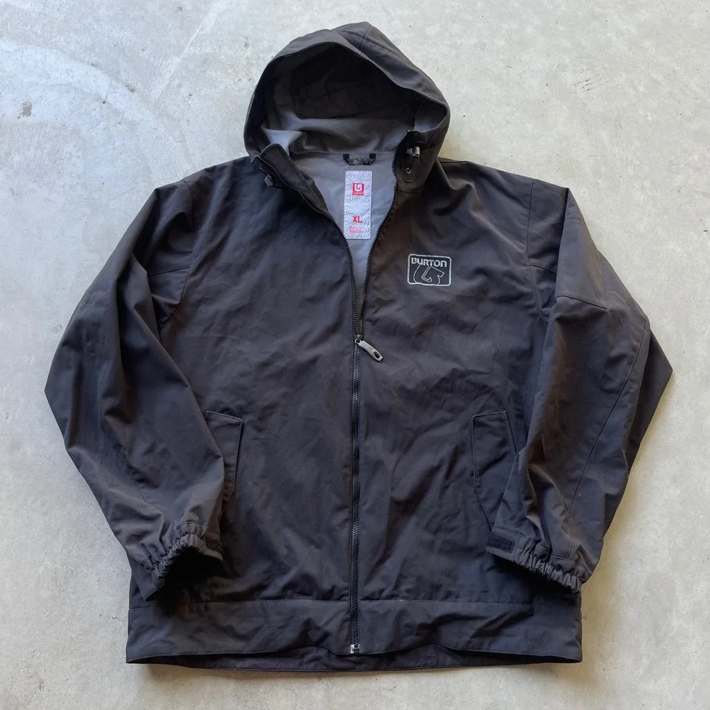 Burton Mens Hooded Softshell Jacket Black XL Full Zip Snowboard Logo